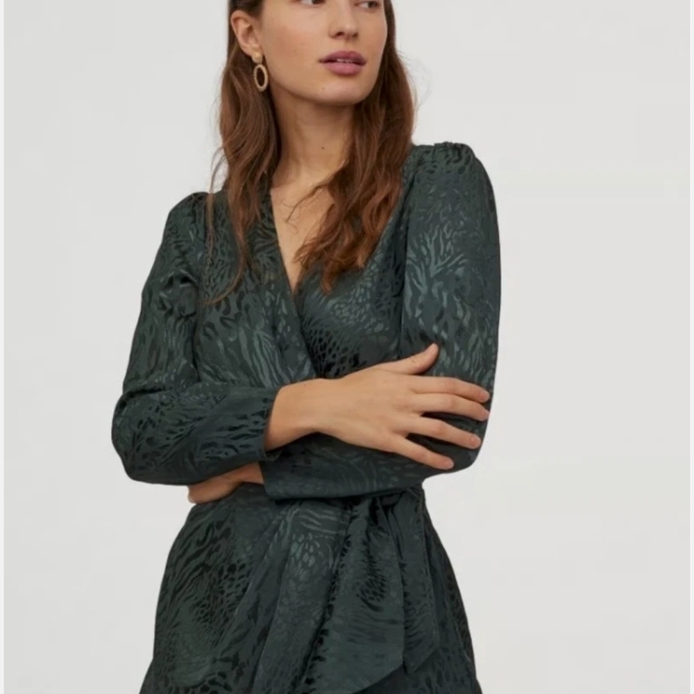 H&M Teal Long Sleeve Wrap Dress - Picture 6 of 8